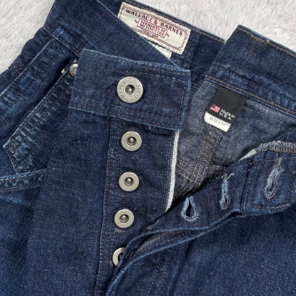 Wallace & Barnes Shorts Men 32 Button Fly Japan Indigo Selvedge Denim Cutoff USA
